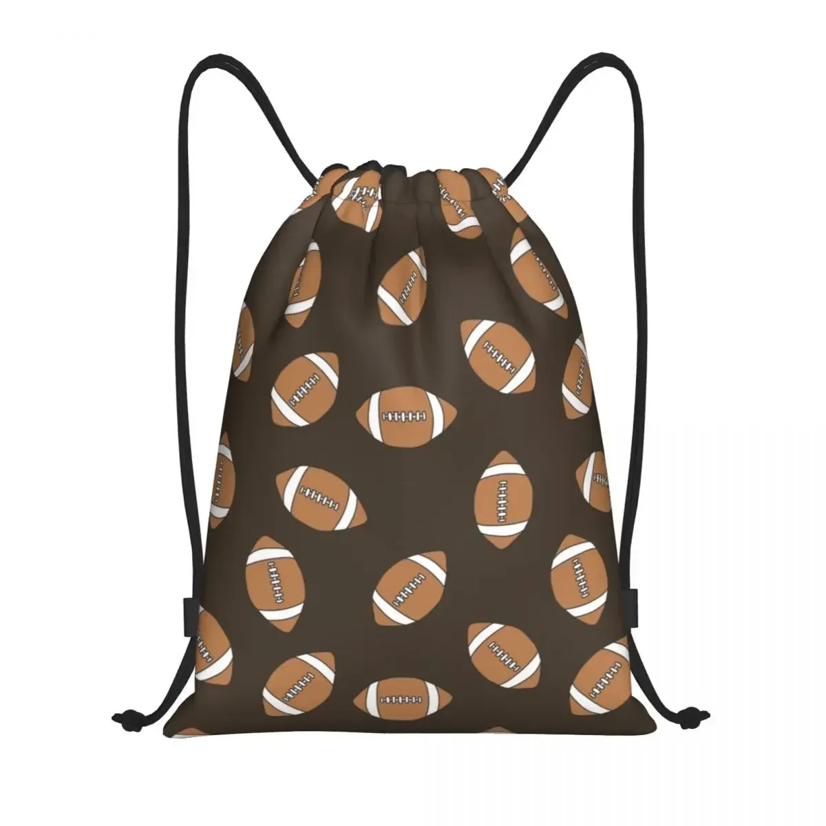 

American Football Doodle Pattern Drawstring Backpack Women Men Gym Sport Sackpack Portable Rugby Ball Shopping Bag Sack