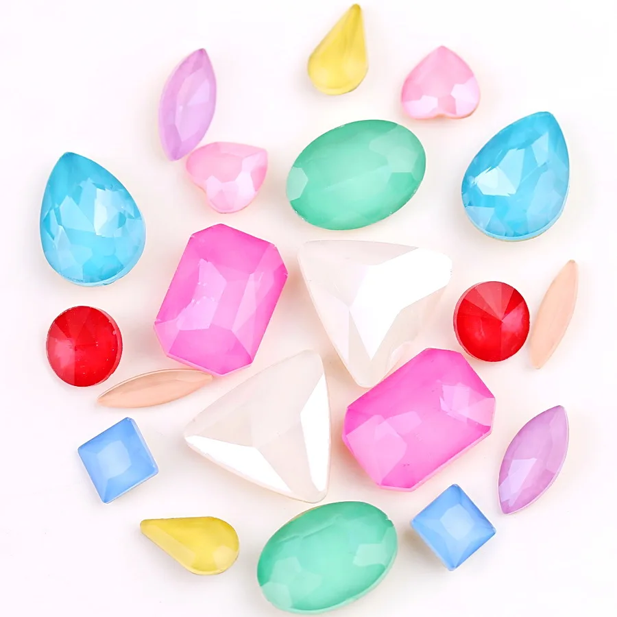 10 Formen Mix Jelly Candy & AB Verschiedene Farben Glaskristall-Strassperlen zum Aufkleben für Handarbeiten, Handyhüllen, DIY-Dekorationen – Detail 3