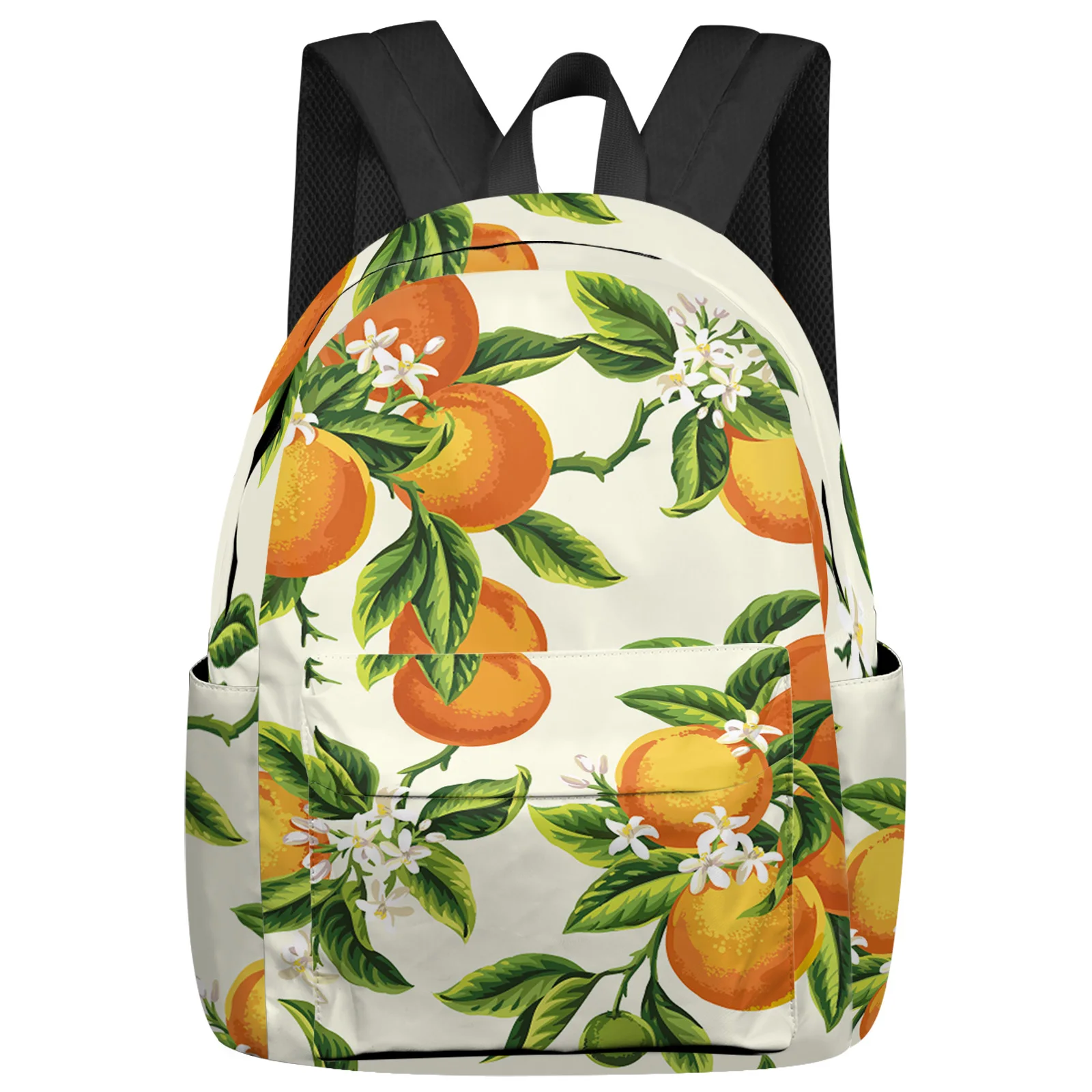 Zaino da scuola con fiore arancione di frutta per adolescenti, ragazze, studenti, borsa per Laptop, zaino da viaggio Casual da donna