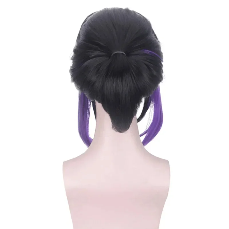 Kochou Shinobu Cosplay Pruik 35cm Zwart Paars Gradiënt Mooie Paardenstaart Haar Pruik Hittebestendige Synthetische Pruiken Halloween