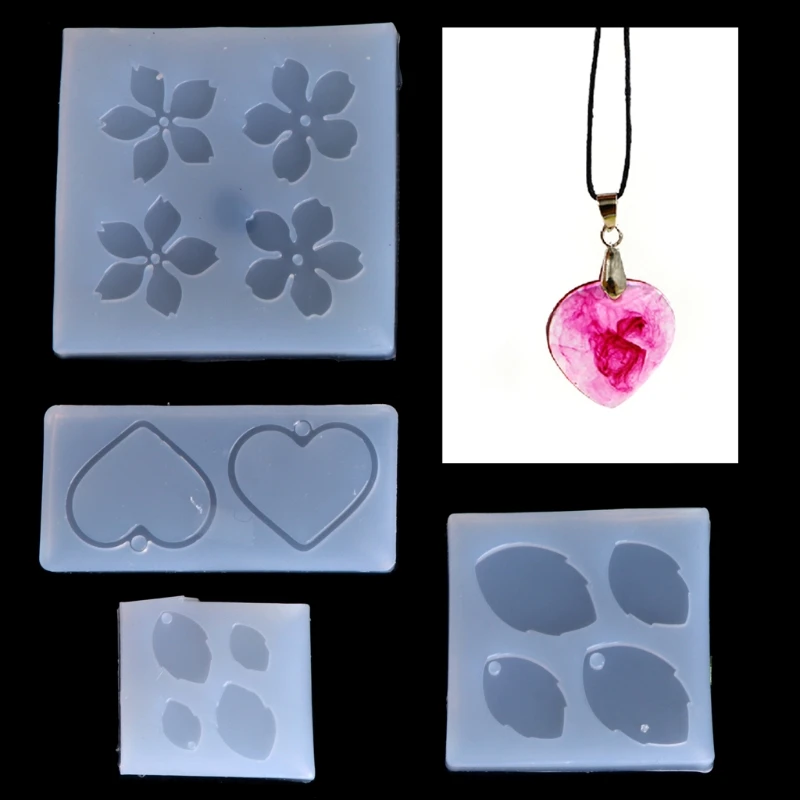 Flower Heart Silicone Mold Keychain Pendants Epoxy Resin Molds for DIY Epoxy Resin Crafting Mould Jewelry Making Crafts