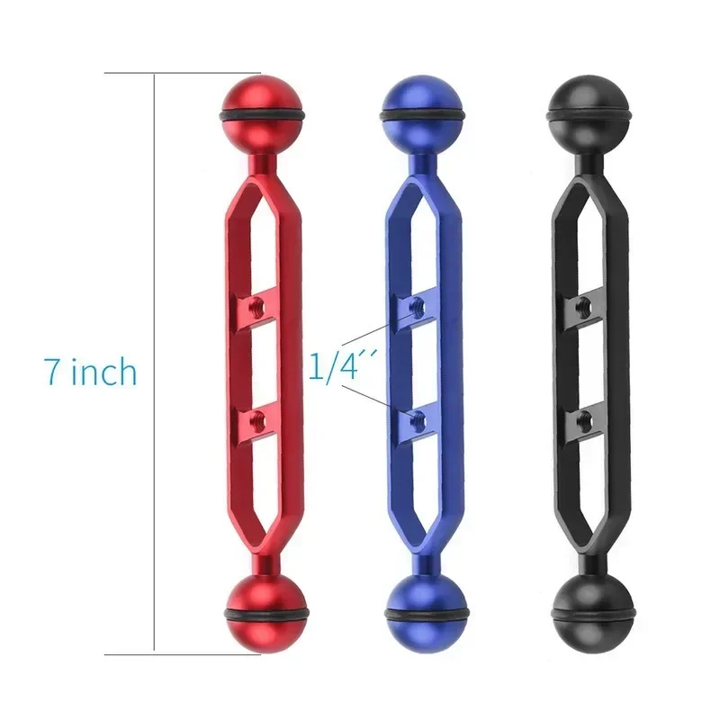 Aluminum Underwater Dual Ball Joint Arm Extender Extension Arm Mount for Gopro Action Diving Light Camera Photography