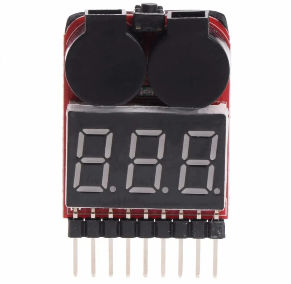1-8S Lipo/Li ion/FeLED Low Voltage Buzzer Alarm Testing Tool RC Marine Battery 2-in-1 Tester