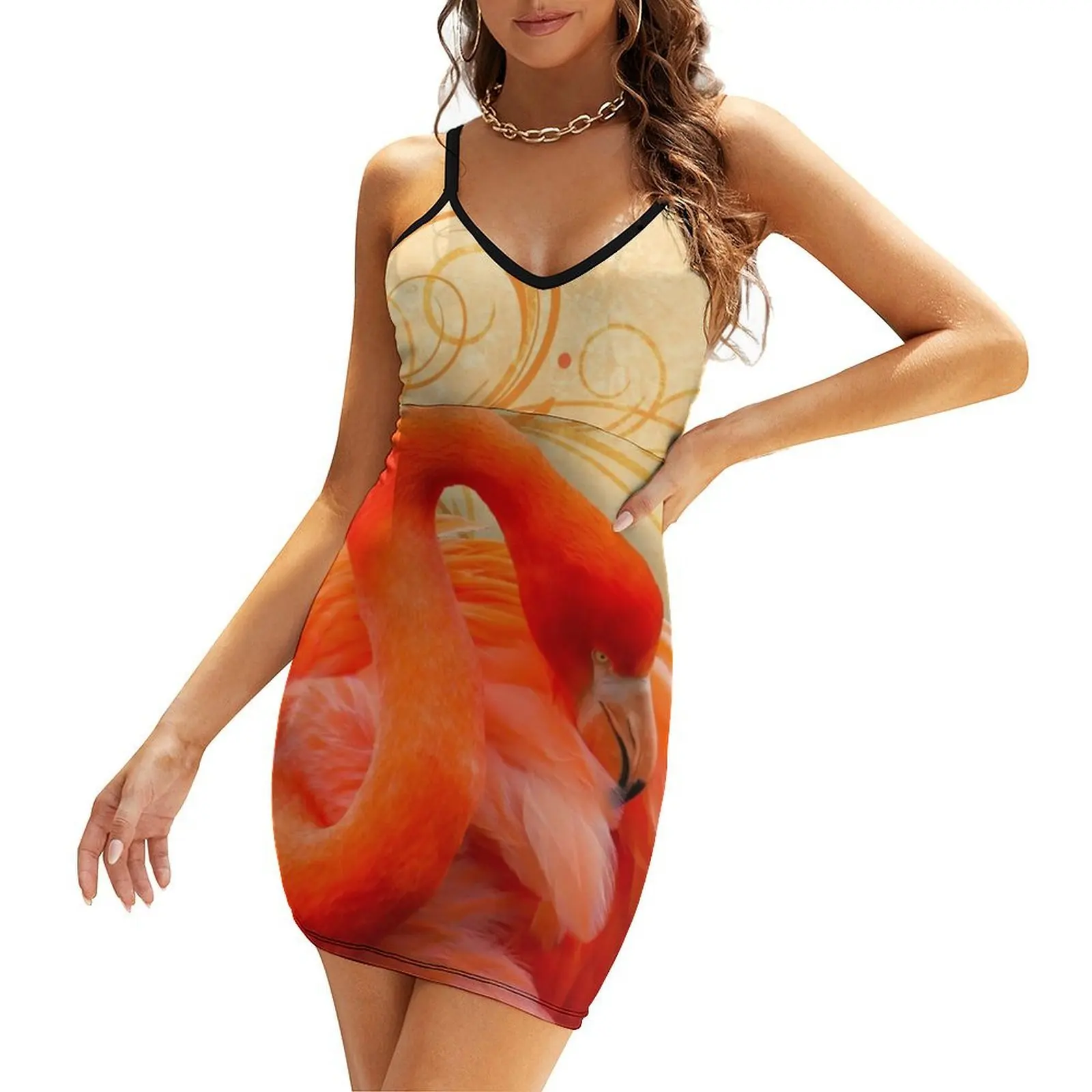 

A Flamingo at Rest Sling Dress Beachwear dresses for women summer women's suit