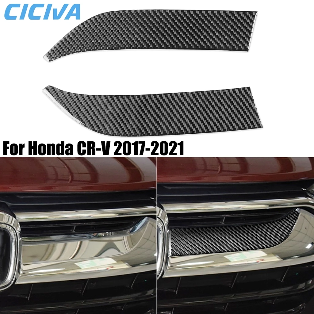 

For Honda CR-V CRV 2017 2018 2019 2020 2021 Carbon Fiber Front Center Grill Bumper Interior Car Accessories Cover Sticker Trim