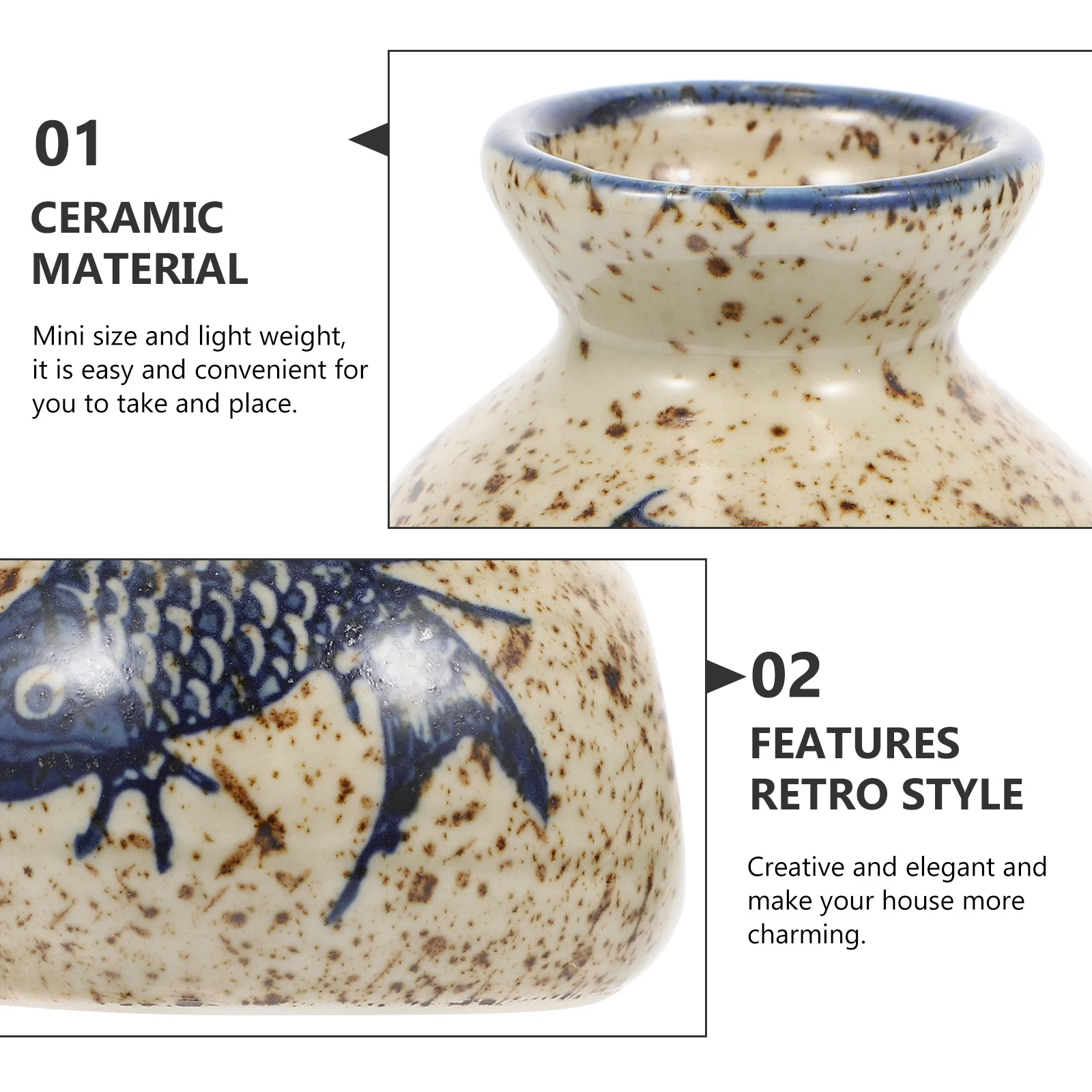 

Ceramics Toothpick Holder Mini Retro Flower Vase Desktop Small Ceramic Vase for Toothpick Storage Flower Arrangement Decoration