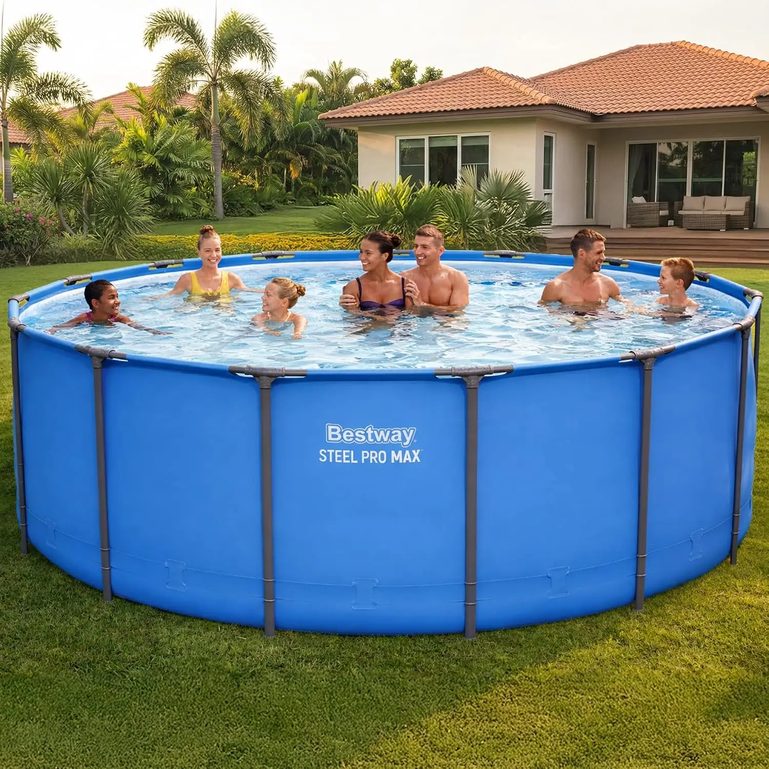 Steel Pro MAX 15’ x 48 Above Ground Swimming Pool, Pool Only, Blue, Customized