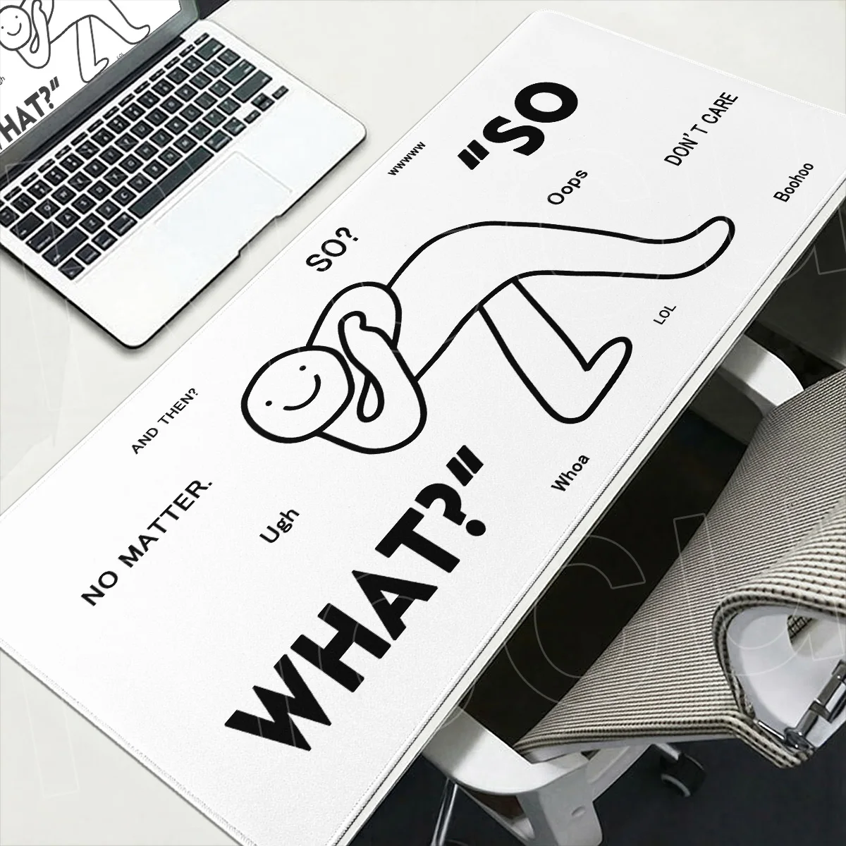 Creative & Funny Text Pattern Mouse Pad XXL White Laptops Gamer Keyboard Deskmat Washable Rubber Mousepad Office Non-slip Carpet