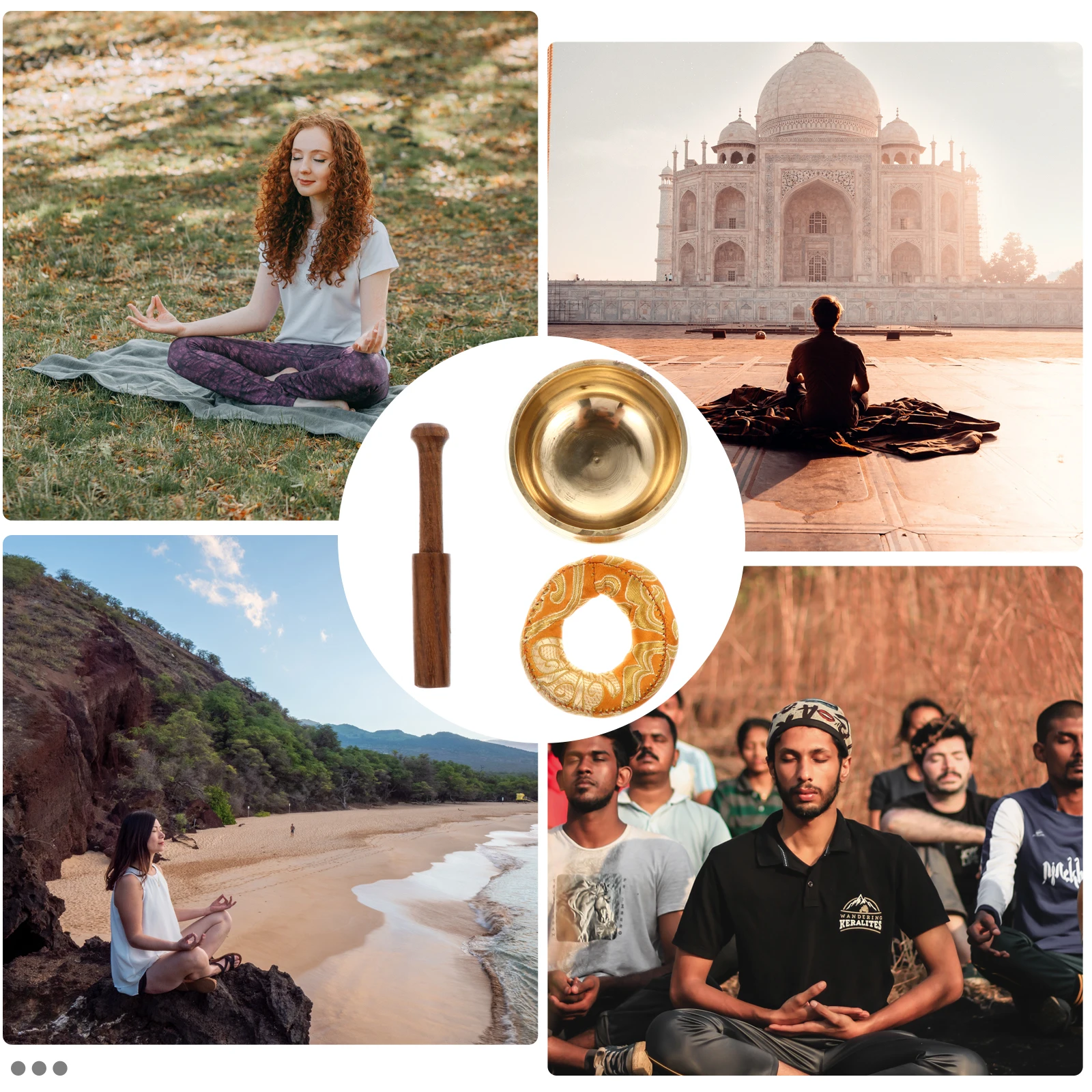 

Tibetan Style Singing Meditation Set Handmade Copper Prayer for Yoga Relaxation Lightweight Portable Meditation Music for Men
