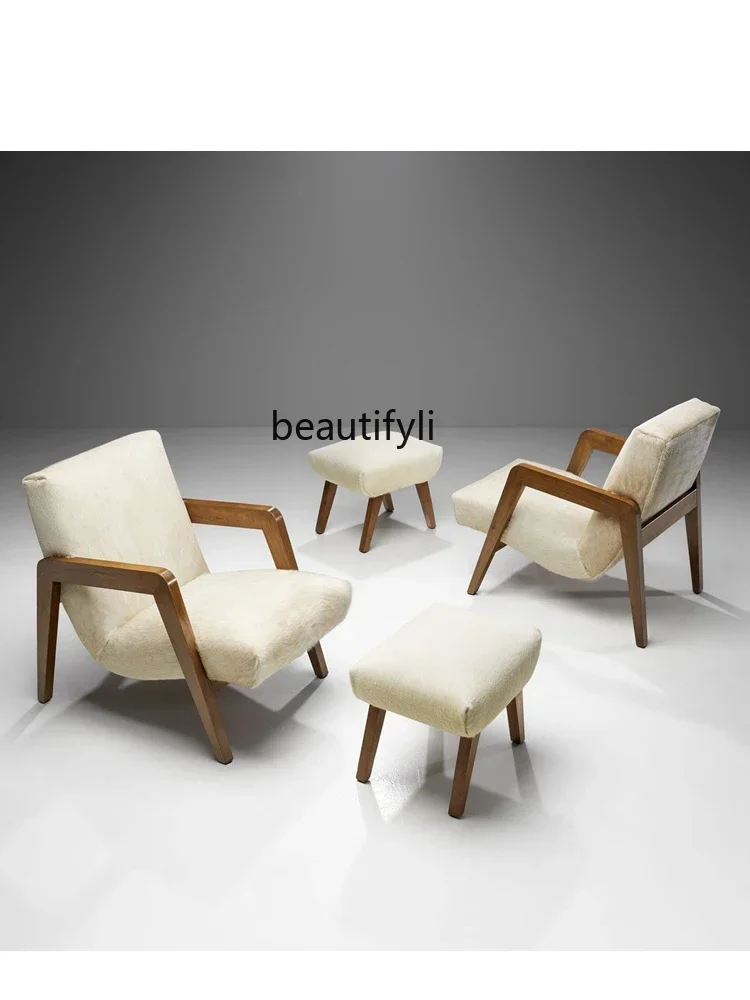 

LJYNordic Solid Wood Single-Seat Sofa Chair Hotel Living Room Backrest Leisure Chair Bed & Breakfast Fabric Chair