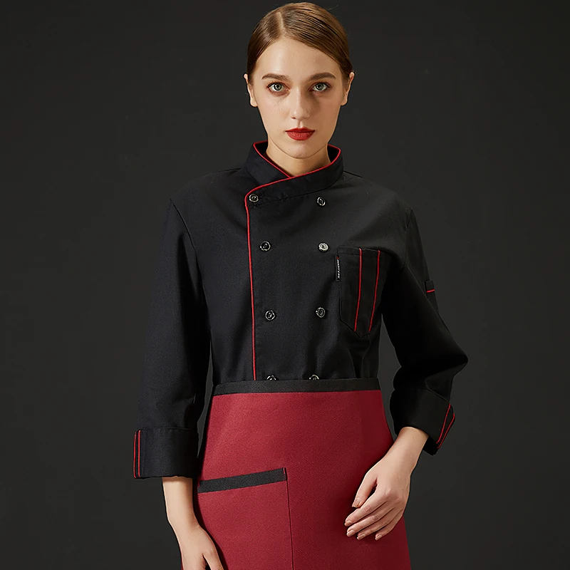 "Chef Uniform For Men Jacket Cooking Clothes Kitchen Shirt Suit Waitress Food Service Coat Girl Personalized Works Custom Logo