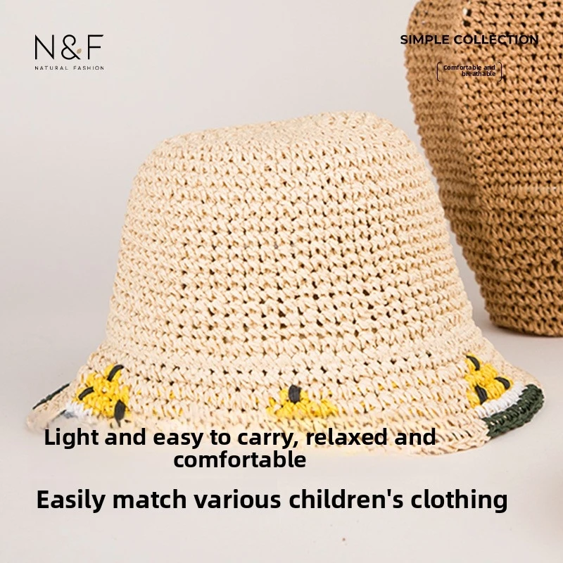 

Детская универсальная соломенная шляпа N&F для защиты от солнца на море летом, дышащая и устойчивая к солнечному воздействию рыбацкая шляпа.