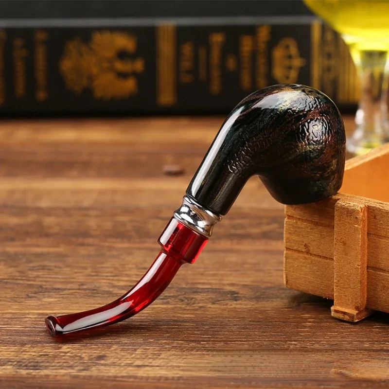 Fashion Snake Scale Resin Pipes Chimney Double Filter Wood Smoking Pipe Herb Tobacco Pipe Cigar Narguile Grinder Smoke