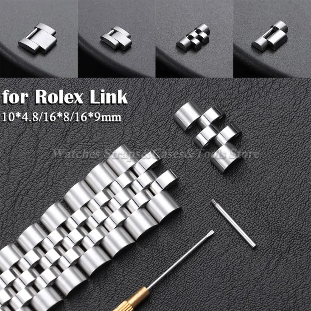 Maillon d'extension pour bracelet en acier Rolex Oyster, Jubilee, GMT, Submariner, Daytona 10*4.8mm/16*8mm/16*9mm