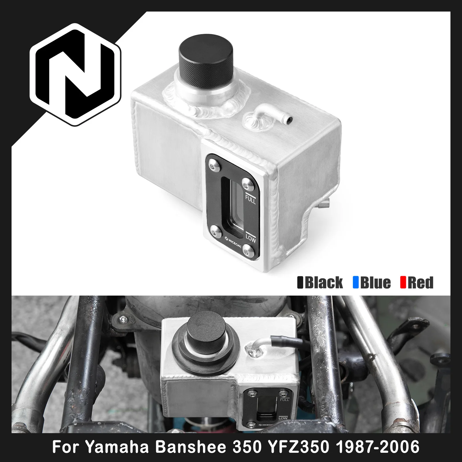 NICECNC For Yamaha Banshee 350 YFZ350 1987-2006 Coolant Reservoir Expansion Tank Replace 2GU-21871-00-00 ATV Radiator Coolant