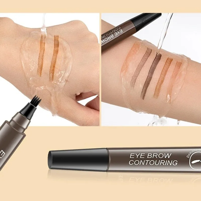 Matita per sopracciglia a 4 punti 5 colori Penna per sopracciglia liquida impermeabile Durata Matita per sopracciglia marrone rosso Matita per trucco per sopracciglia di alta qualità
