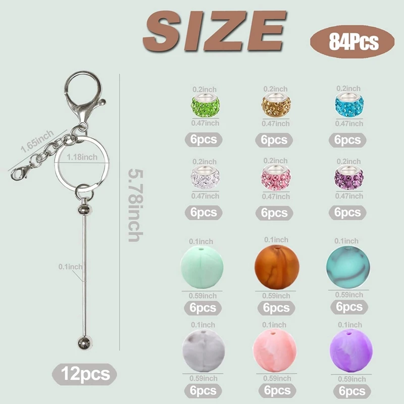 

84Pcs Beadable Keychains Set with Silicone BeadsJAS