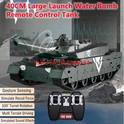 Gesture Sensing Dual Mode Launch Water Bomb Remote Control Tank 330° Rotate Turret Recoil Force 60Mins LED Lighting RC Tank Toy