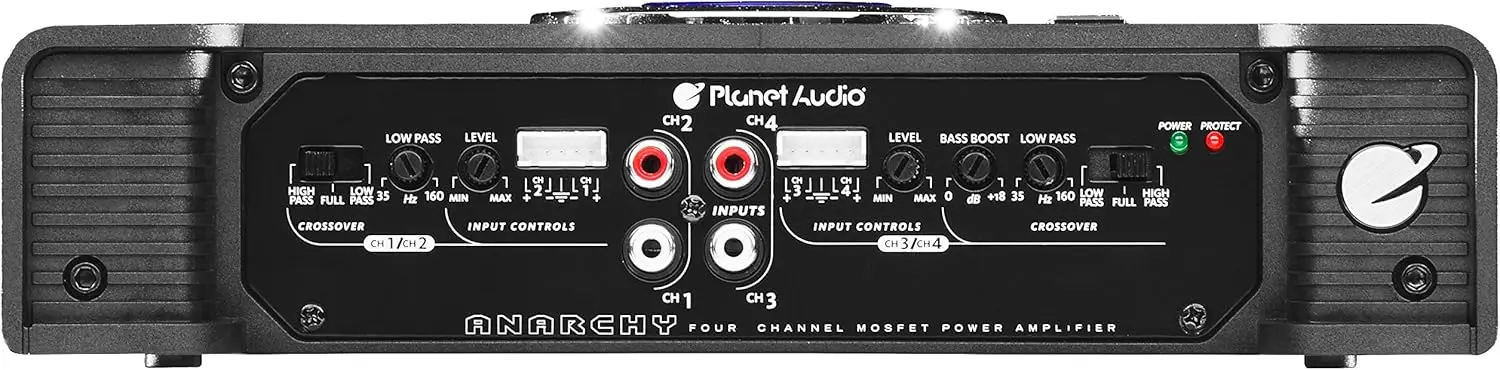 AC1200.4 Anarchy Series 4 Channel Kelas A/B Amplifier Mobil - 1200 Output Tinggi, Crossover Lulus Tinggi/Rendah