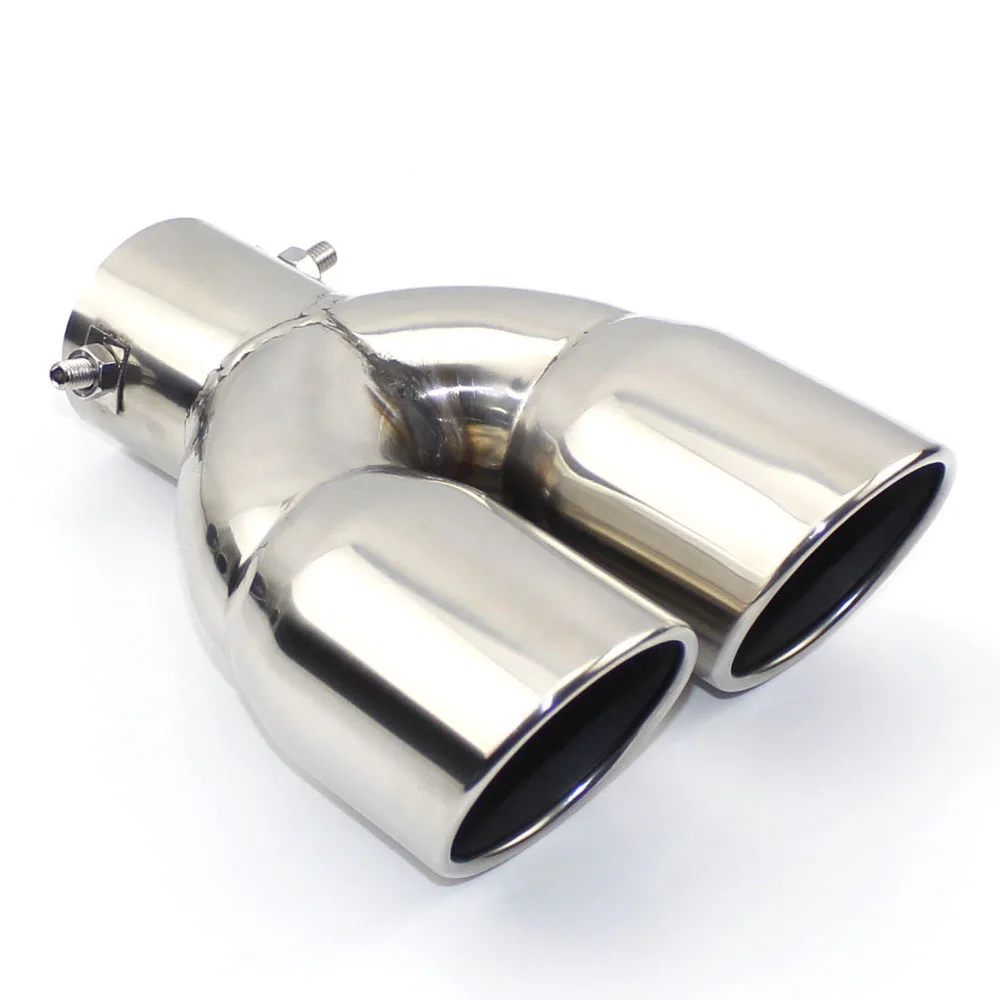 

60MM 75MM Universal Car Stainless Steel Exhaust Pipe Muffler Tail Nozzle End Square One Change Two Double Pipes