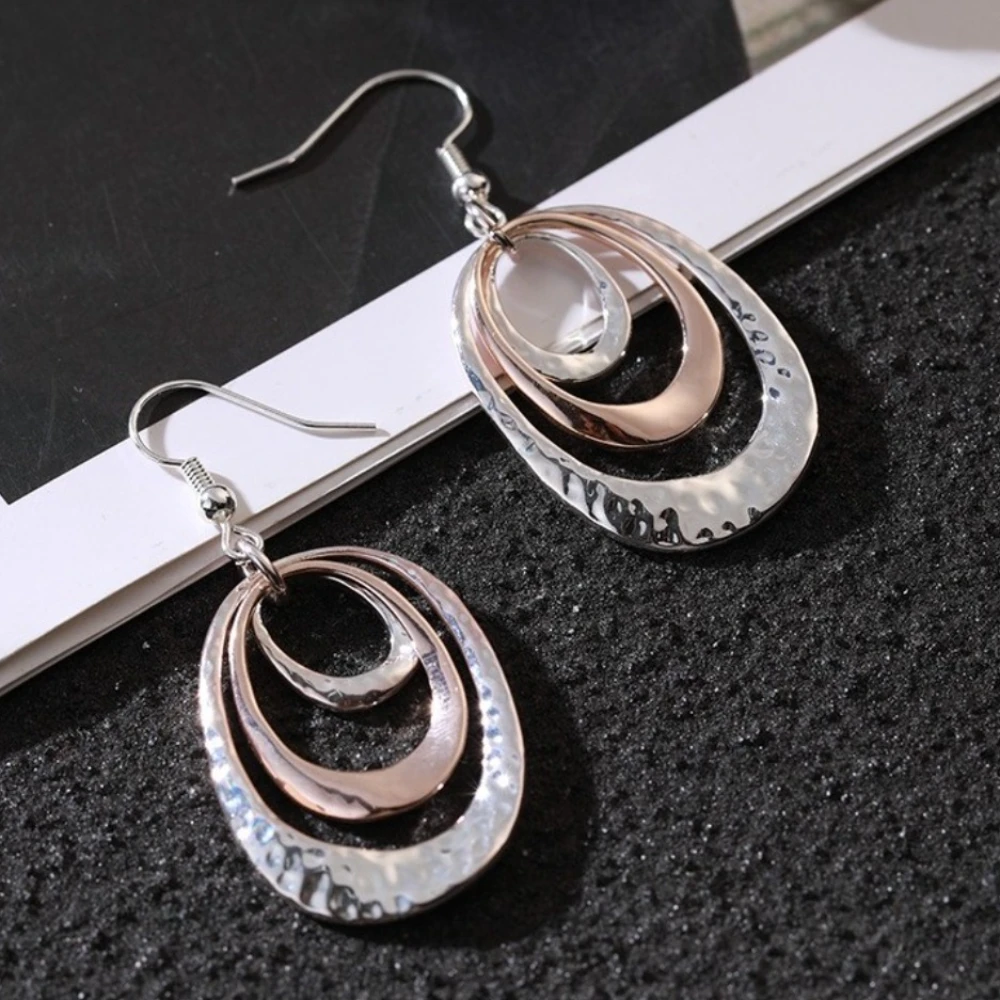 Color Collision Elliptical Stud Earrings Alloy Women High-end Sense Versatile Earring Fashion Jewelry Wedding Party Gifts
