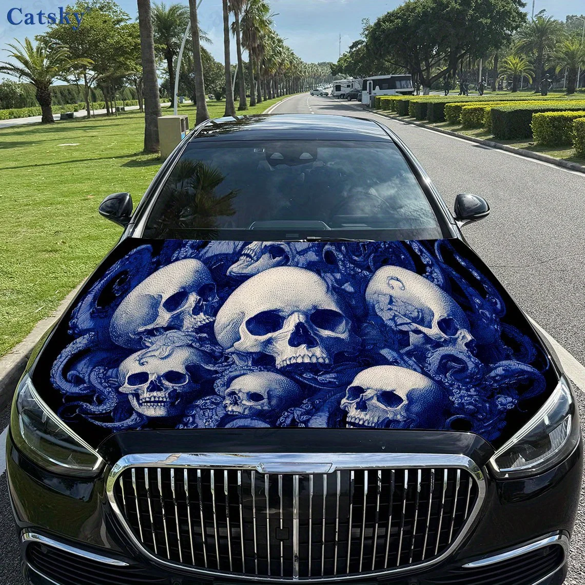 

Skull Horror Octopus Print,car Hood Stickers,PVC Waterproof Self Adhesive Car Hood Sticker,car Hood Decoration Protection Stic