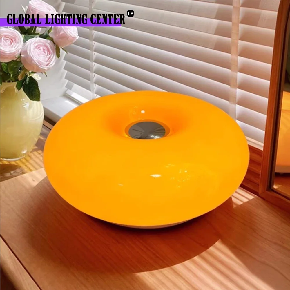 donut lampada de parede laranja luzes led interior decoracao para casa lampadas vivas donut criativo redondo quarto toque luzes parede tipo plug 01