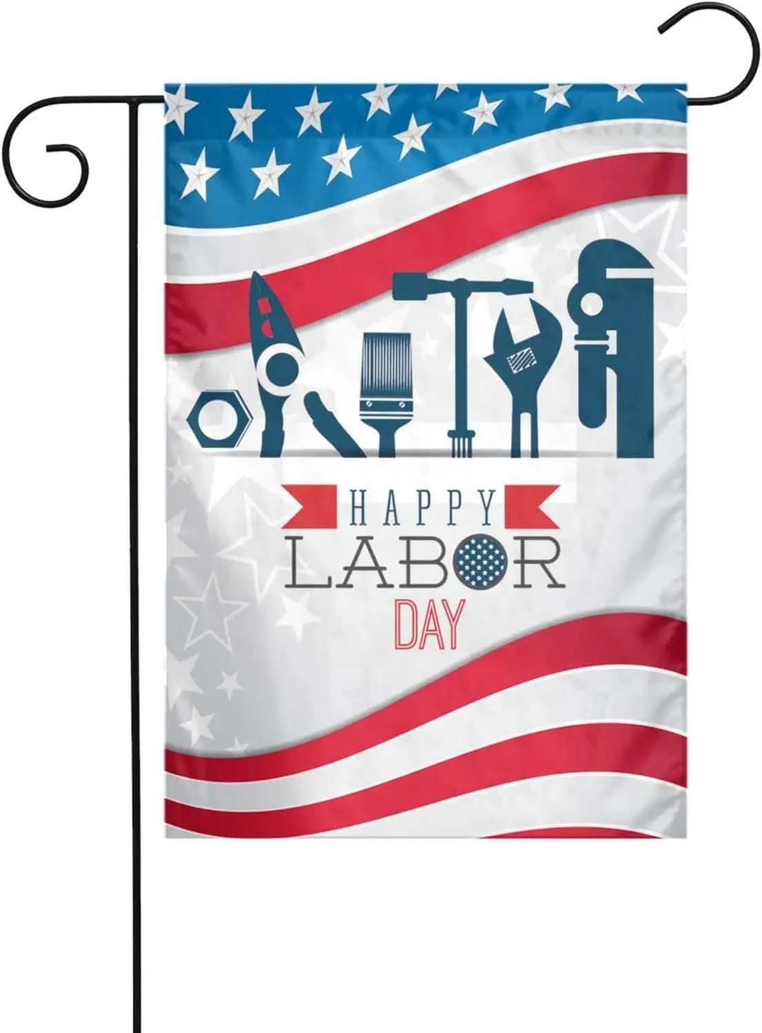 Happy Labor Day Celebrate Garden Yard Double Sided Vertical Flag 12 X 18 inch Indoors Outdoors Perfect Decoration