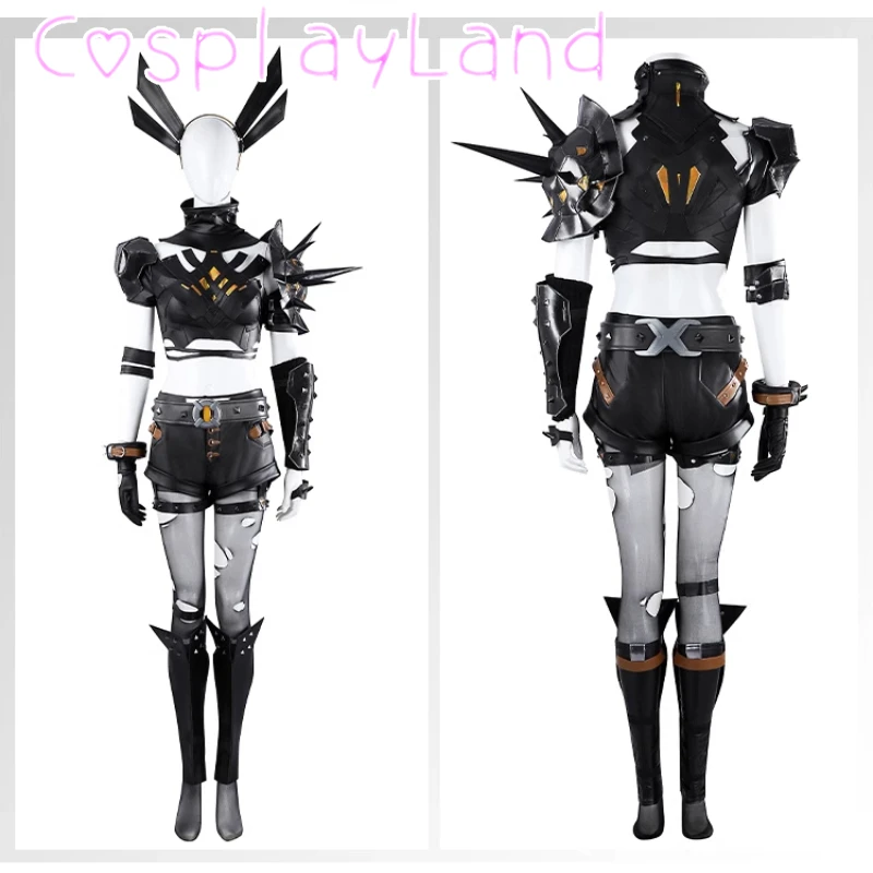 

New Game Rivals Woman Magik Cosplay Costume Black Leather Illyana Costumes Top Shorts Accessories Halloween Comic Con Outfit