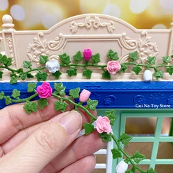 12pcs Dollhouse Simulation Mini Decoration Garden Scene Flower Strip Hanging Ring Bodo Wild Flower Rattan Miniature Model Toys