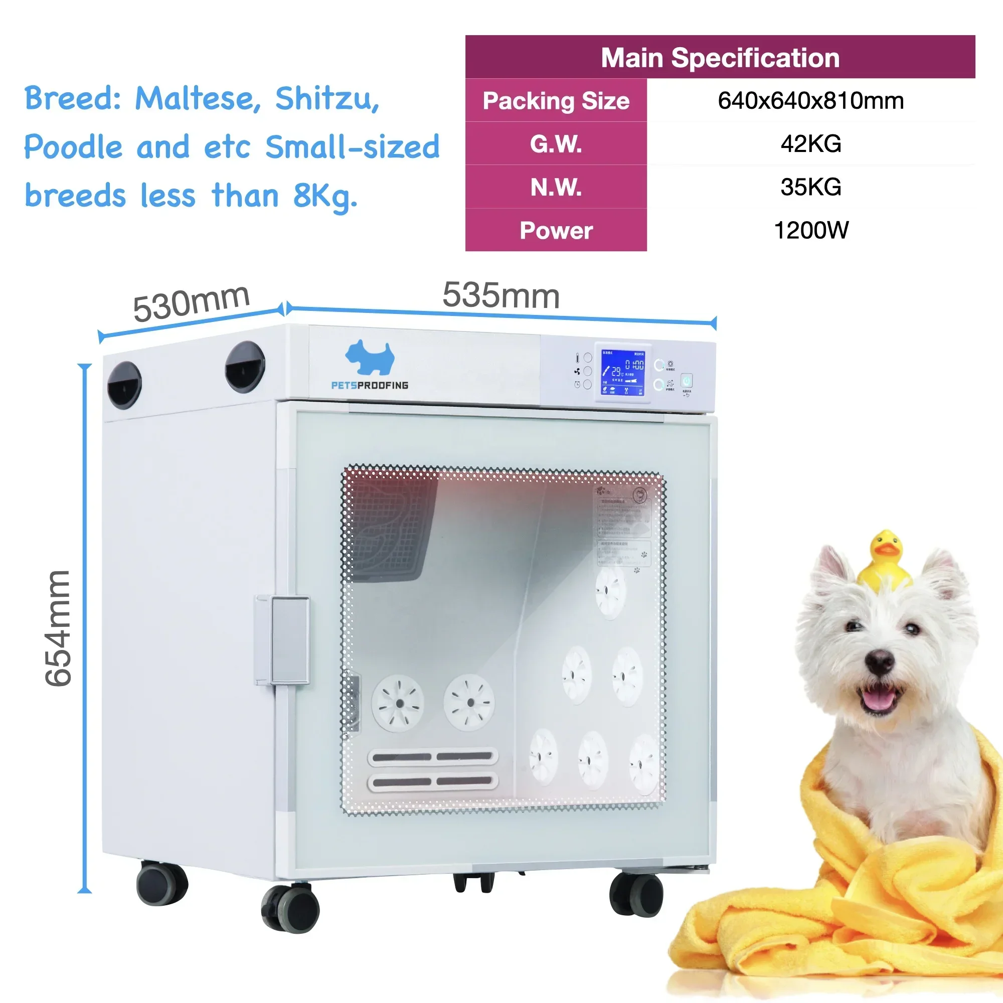 

NEW Portable High-Velocity Pet Hair Blower Sustainable Dog and Cat Grooming Machine Dryer Box Force Groomers with Charge Power