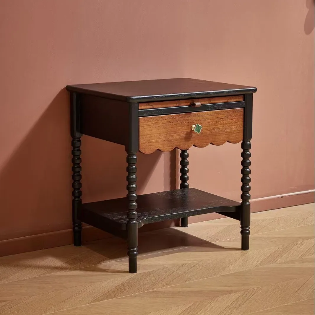 [Collection of medieval bedside tables] French retro edge few American solid wood bedside tables, lockers all solidwood