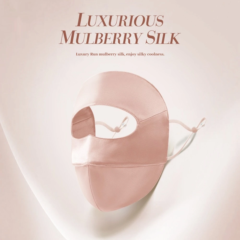 

100% Pure Mulberry Silk Full-Face Mask for Post-Aesthetic Recovery UV Protection Eye Corner Shield Breathable Skin-Soothe Veil