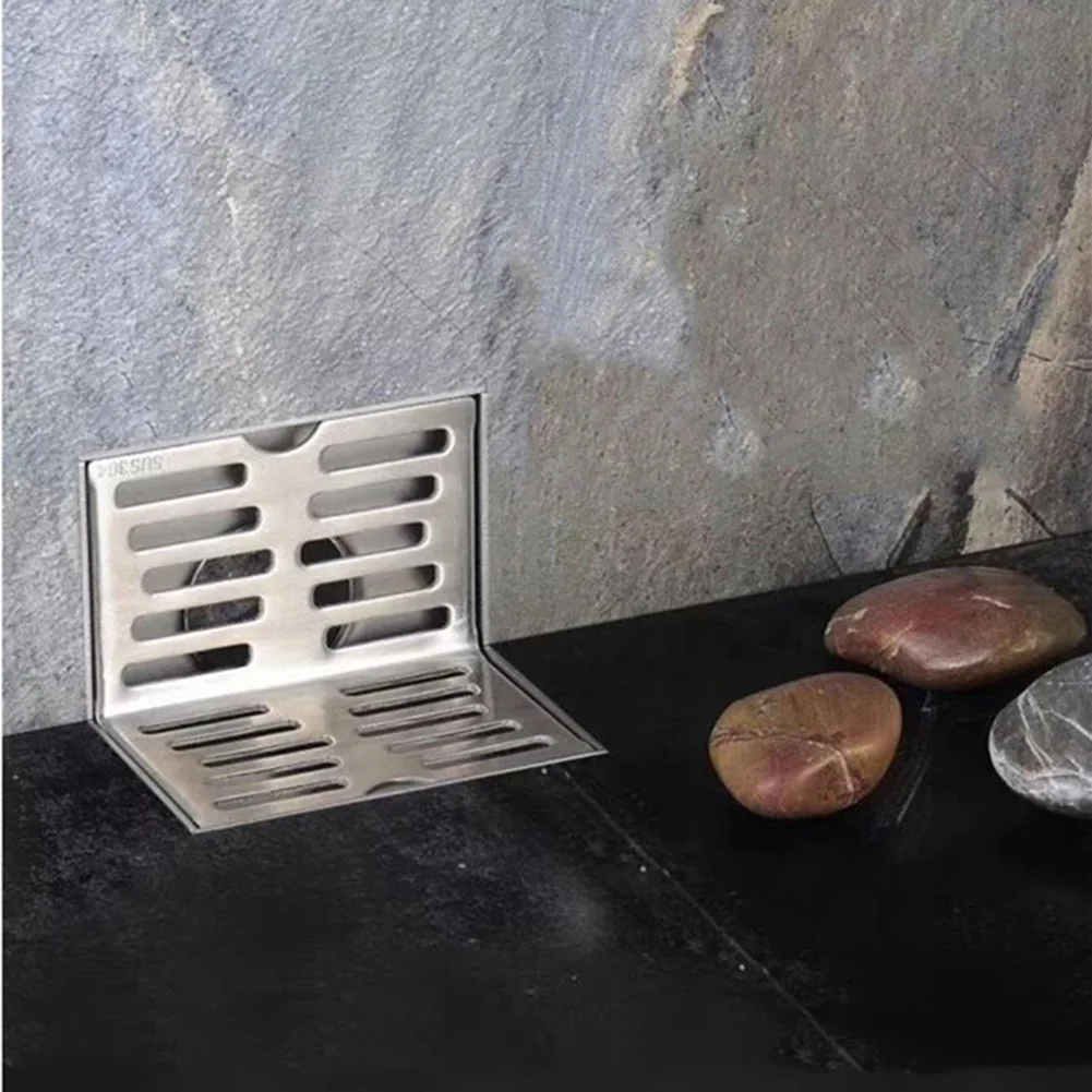 304 Stainless Steel L Shaped Floor Drain with Side Drain for Corner Installation in Bathrooms Balconies and Kitchens