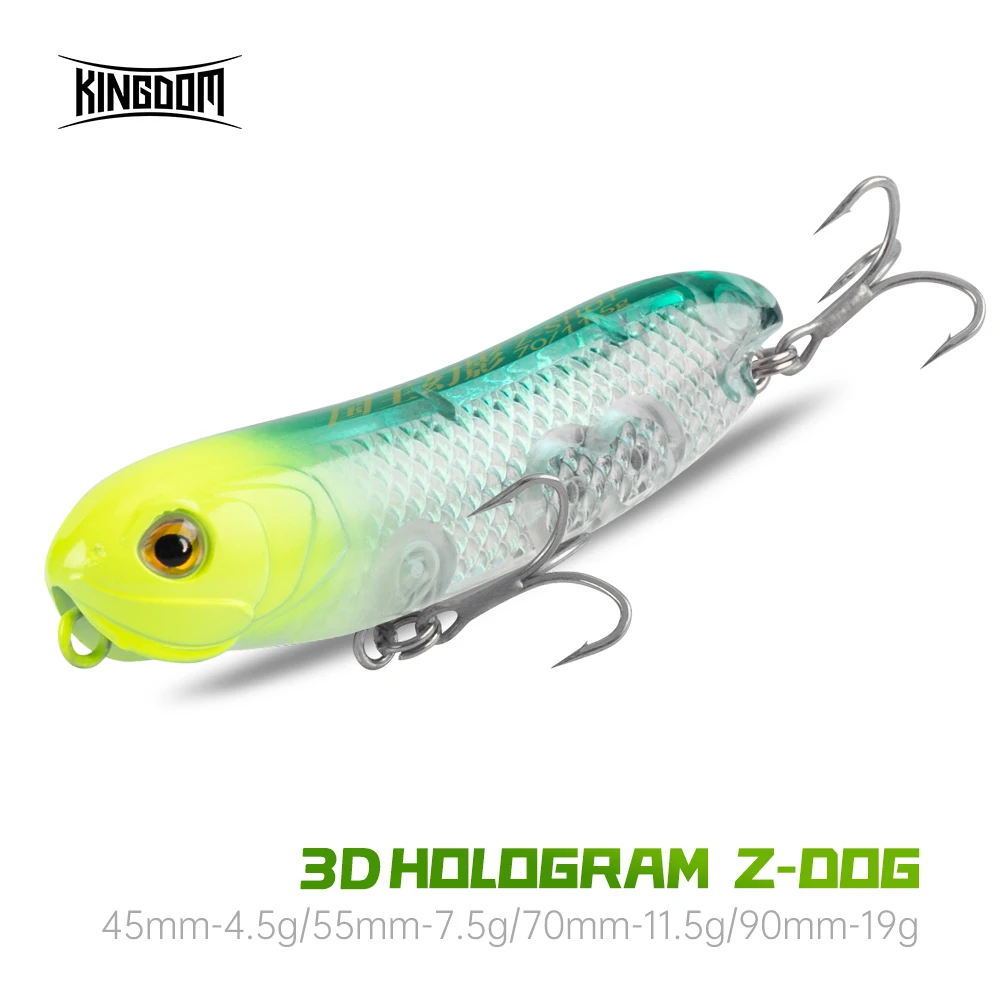 Kingdom Floating Pencil Topwater Fishing Lure 4.5g 7.5g 11.5g 19g 3D Hologram Artificial Minnow Hard Baits Surface Tackle Lure