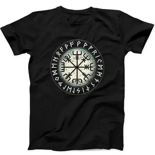 Camiseta negra con estampado de Vegvisir Viking Celtic Compass, regalo divertido y genial, 477