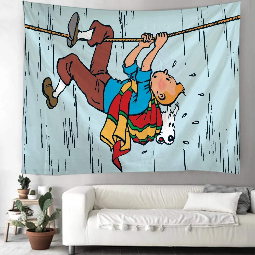 Anime Funny Tapestry on the Wall Hanging Decor New Tintins Decoration Home Decorations Tapestries Room Decorating Items Tapries