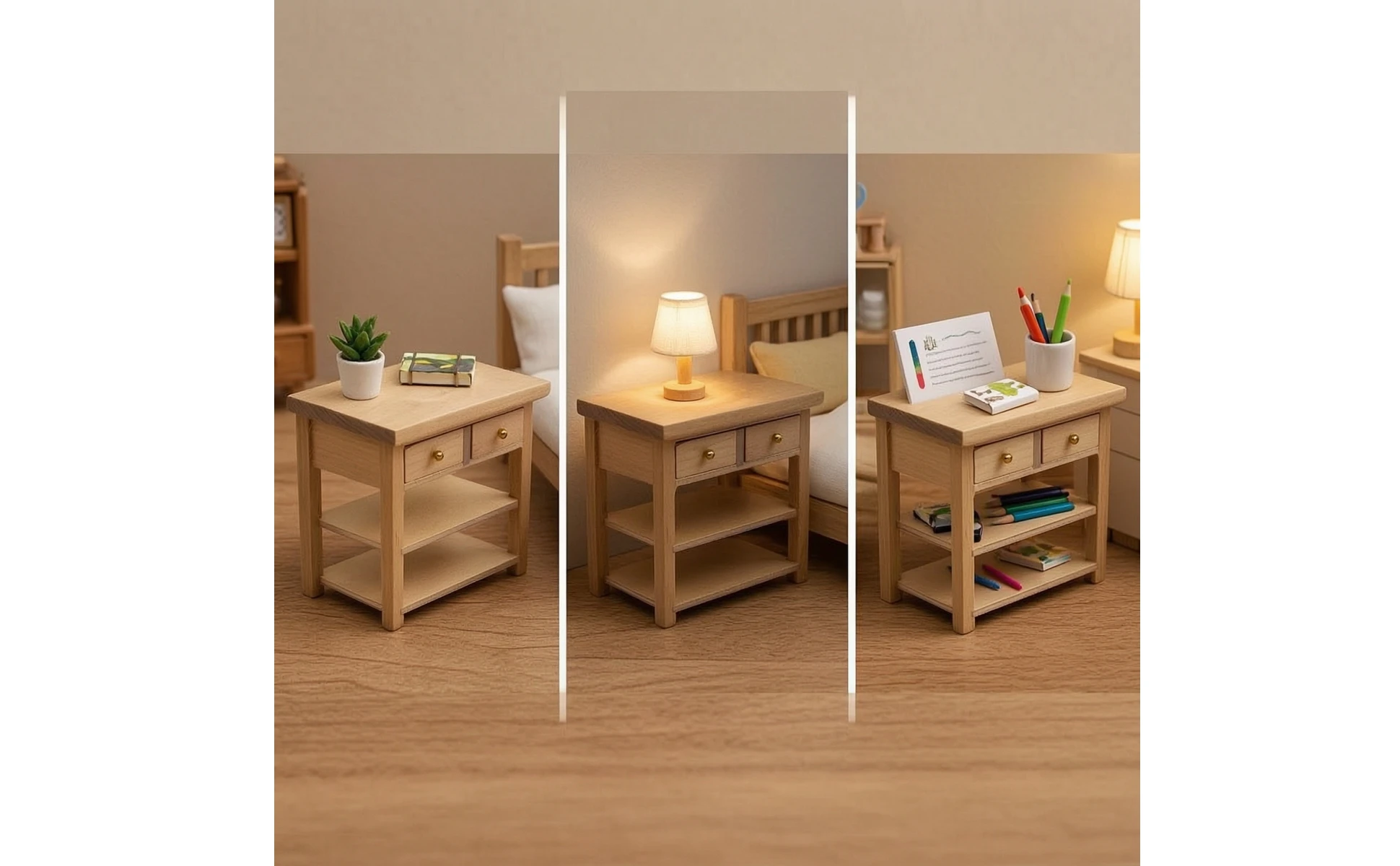 Dollhouse Side Cabinet Natural Finish Dollhouse Cabinet Furniture 1:12 Scale Decorative for Hobbyists, Diorama