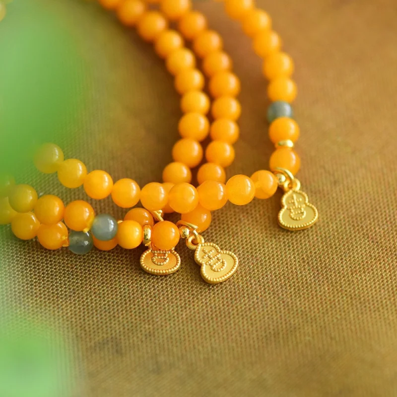 Natural Beeswax Single Circle Bracelet Chicken Oil Yellow Old Honey Full Wax About 5mm