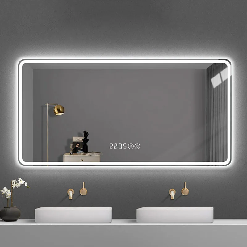 Rectangle Touch Switch Mirror Bathroom Makeup Hotel Decorative Wall Full Mirror Tempered Glass Full Body Espelho Bathroom Decor