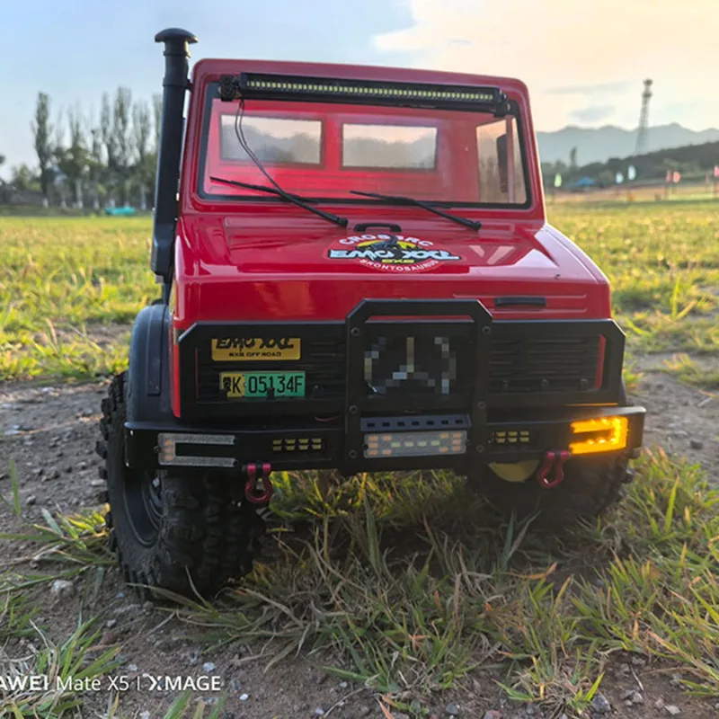 المصد الأمامي المعدني من سبائك الألومنيوم مع أضواء الضباب LED لـ CROSSRC EMO XX XXL 1/6 مقياس RC ملحقات ترقية السيارة الزاحفة للصخور