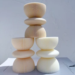 Geometric Striped Soy Wax Mold Twist Ribbed Twirl Pillar Candle Mold Aesthetic Swirl Silicone Mould