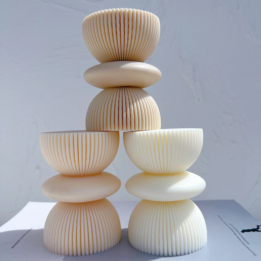 Geometric Striped Soy Wax Mold Twist Ribbed Twirl Pillar Candle Mold Aesthetic Swirl Silicone Mould