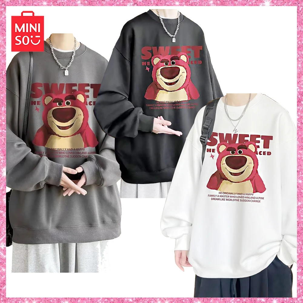 

Miniso Lotso Cartoon Printed Toy Story Long Sleeve Couple Sweatshirt Large Loose Round Neck Sweater Girl Birthday Christmas Gift