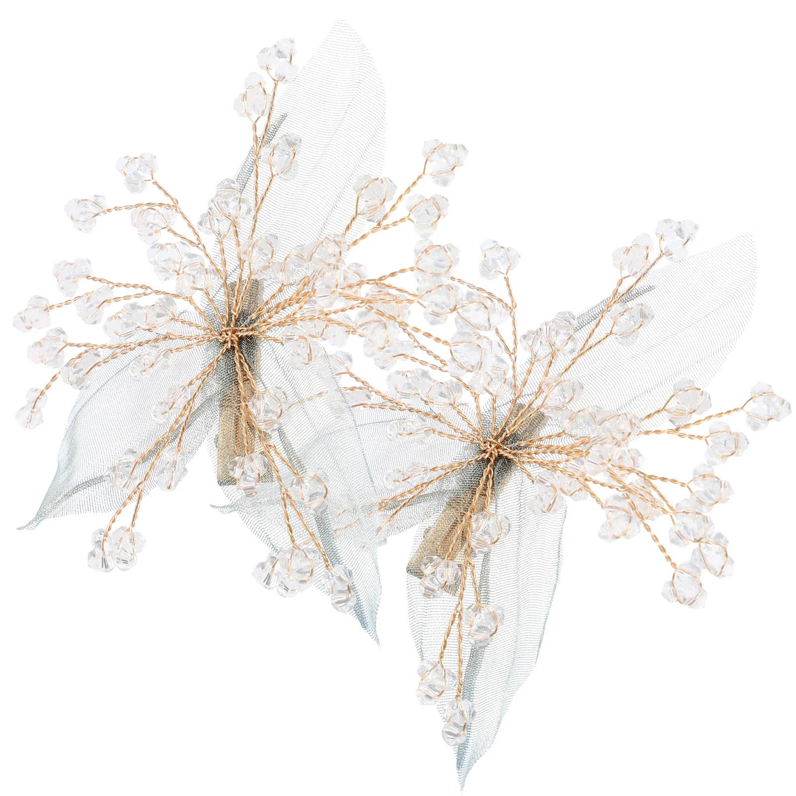 

2Pcs Leaf Design Hairpin Women Accessories Lightweight Comfortable Wedding Party Headdress Crystal Style Hair Clip Fashion Gift