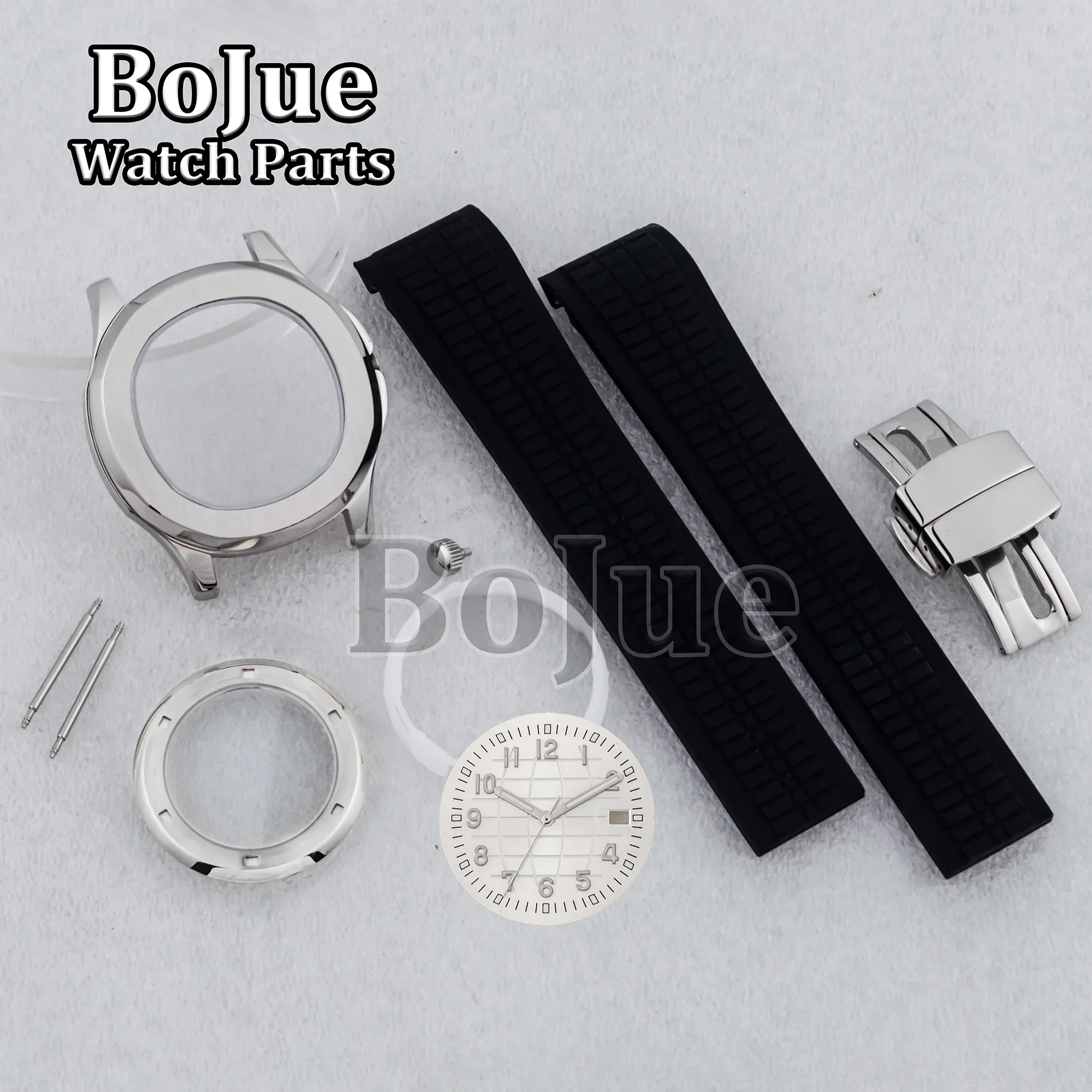 Caja de reloj para hombre de 42mm, correa de goma de acero inoxidable para MOD AQUANAUT Nautilus NH35 NH36, movimiento automático, piezas de manecillas con esfera de 32mm