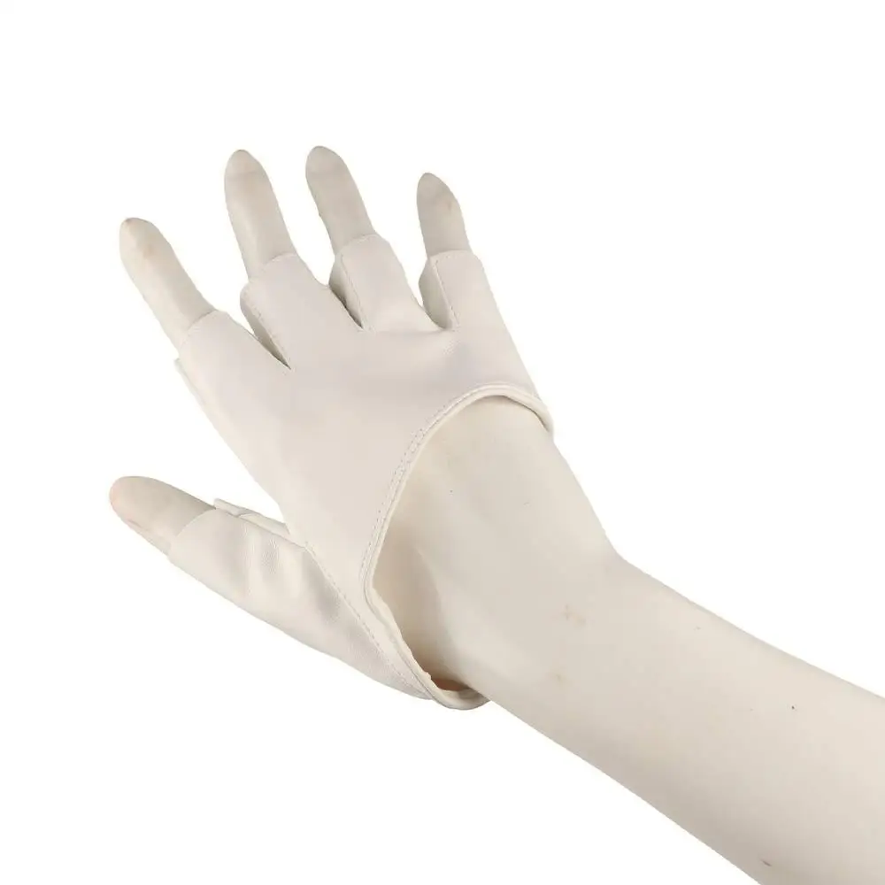 قفازات نسائية عصرية من جلد البولي يوريثان للرقص نصف راحة نصف إصبع بدون أصابع #5