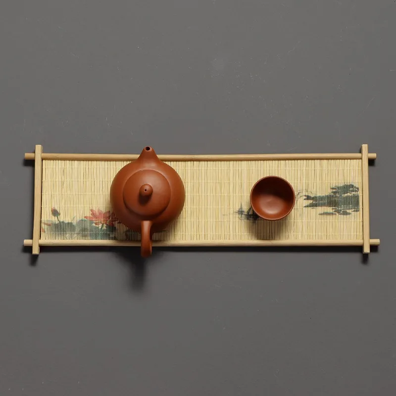 Tea Tray  Shredded Dry Brewing Table Japanese Solid Wood  Tray Single-Layer Rectangular Teacup Holder
