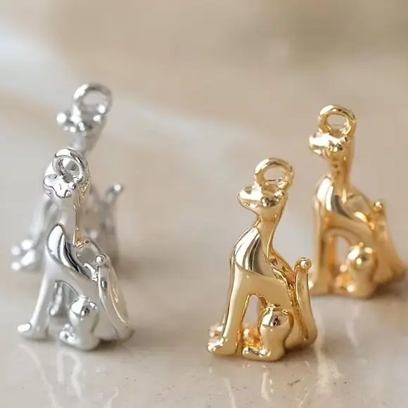 

Медный позолоченный кулон для сидячей осанки, тонкий кулон в виде щенка, аксессуар ручной работы «сделай сам», золото, изысканный, элегантный, 15,6x8 мм, 2 шт.