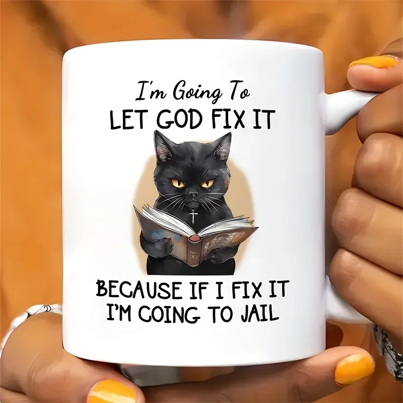 Ceramic Fun Black Cat coffee mug 